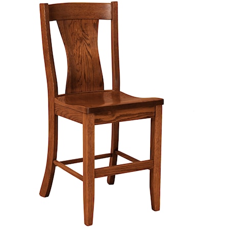 Stationary Counter Height Stool - Wood Seat