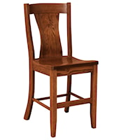 Stationary Bar Height Stool - Leather Seat