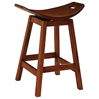 Stationary Bar Stool 24" Height - Wood Seat