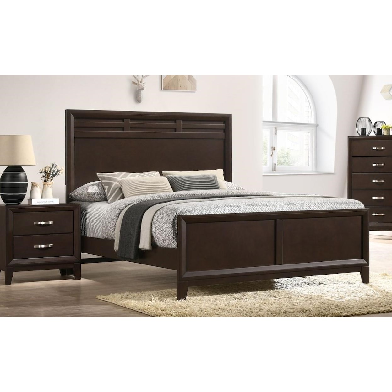 Elements International B1140 King Panel Bed