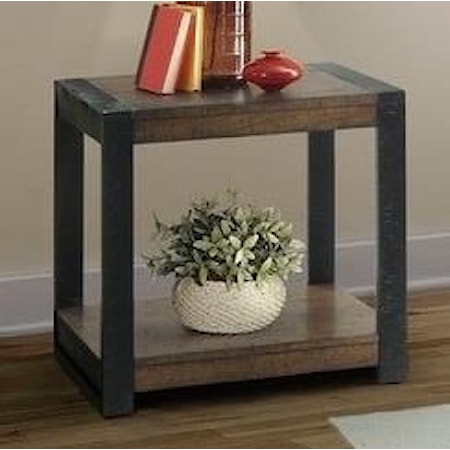 Industrial End Table with Distressed Finish