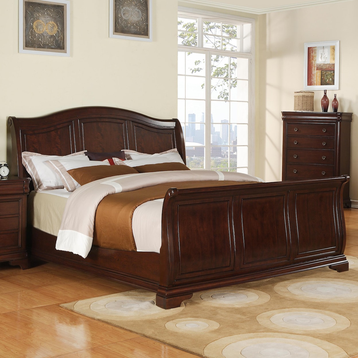 Elements International Cameron Queen Sleigh Bed