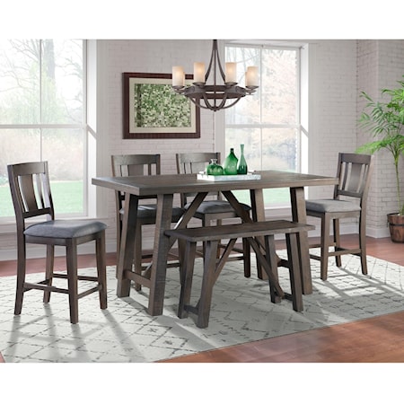 6-Piece Counter Height Dining Set with Bench