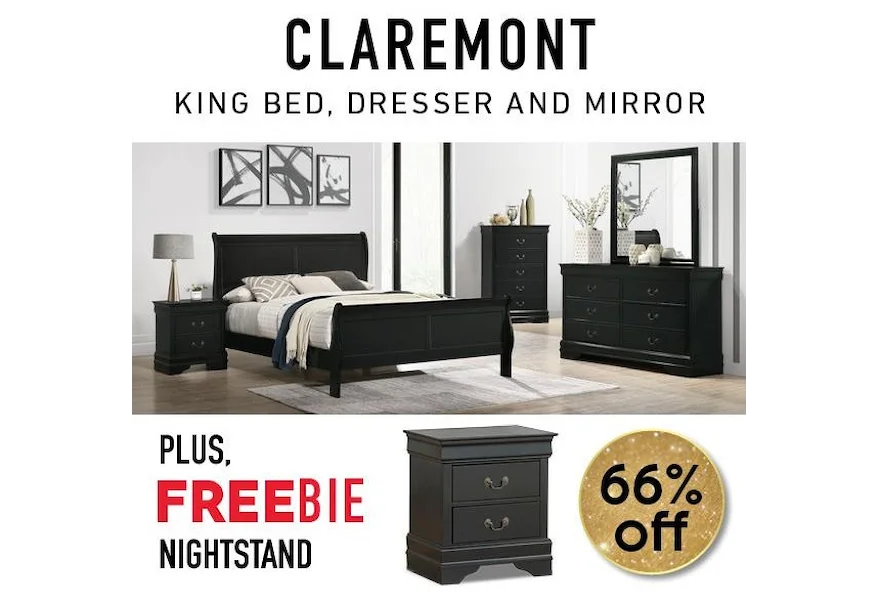 Claremont Claremont King Bed Set with Freebie! by Elements International at Morris Home