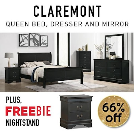 Claremont Queen Bed Set with Freebie!