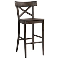 Rustic 30" Bar Stool with X-Back Design