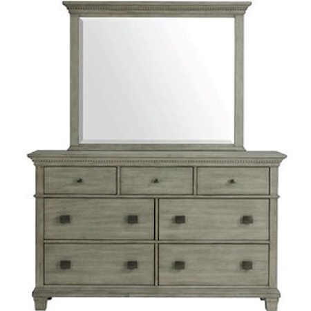 Dresser and Mirror Set