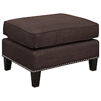 Transitional Ottoman with Nailhead Trim