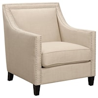 Transitional Accent Chair with Chrome Nails