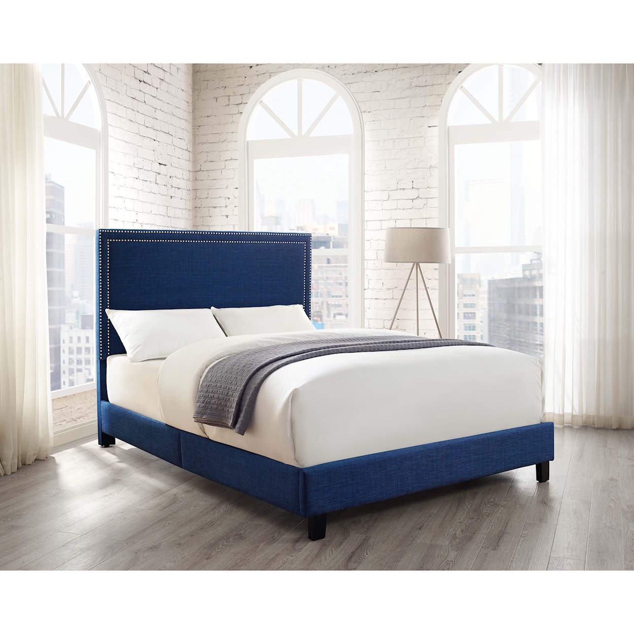 Elements International Erica Upholstered Queen Platform Bed