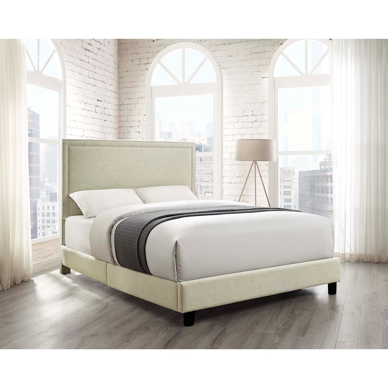 Elements International Erica Upholstered Queen Platform Bed