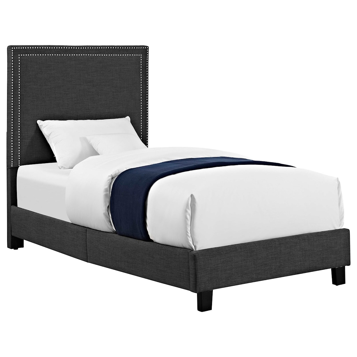 Elements International Erica Upholstered Twin Platform Bed