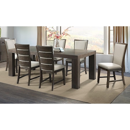 Dining Table with 6 Slat Back Chairs