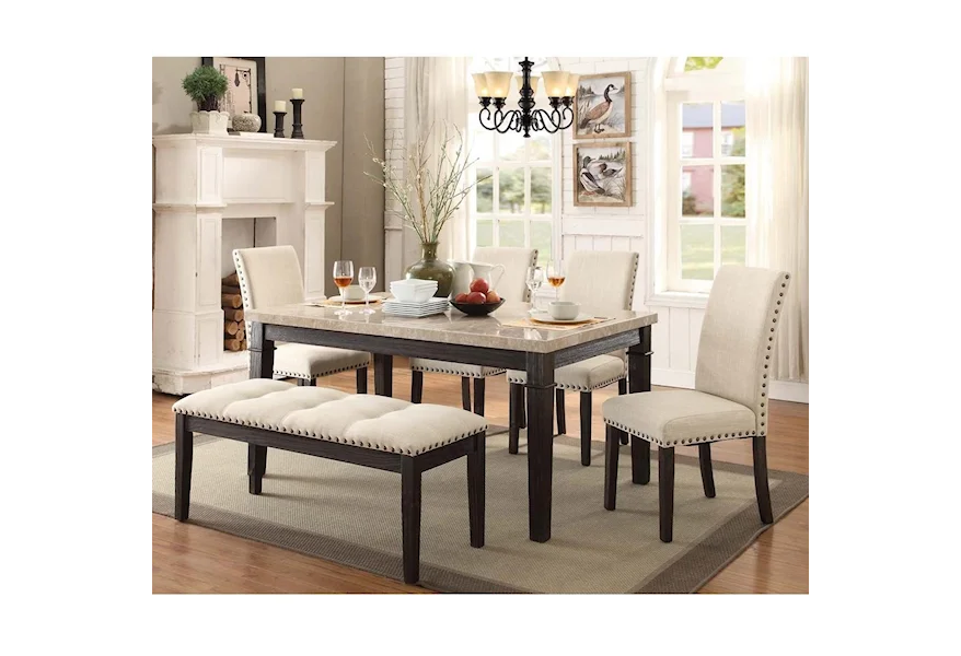 Greystone Table and Chair Set with Bench by Elements at Royal Furniture