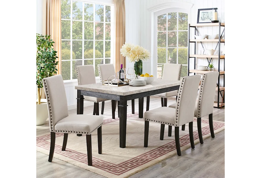 Greystone 7-Piece Dining Set by Elements at Royal Furniture