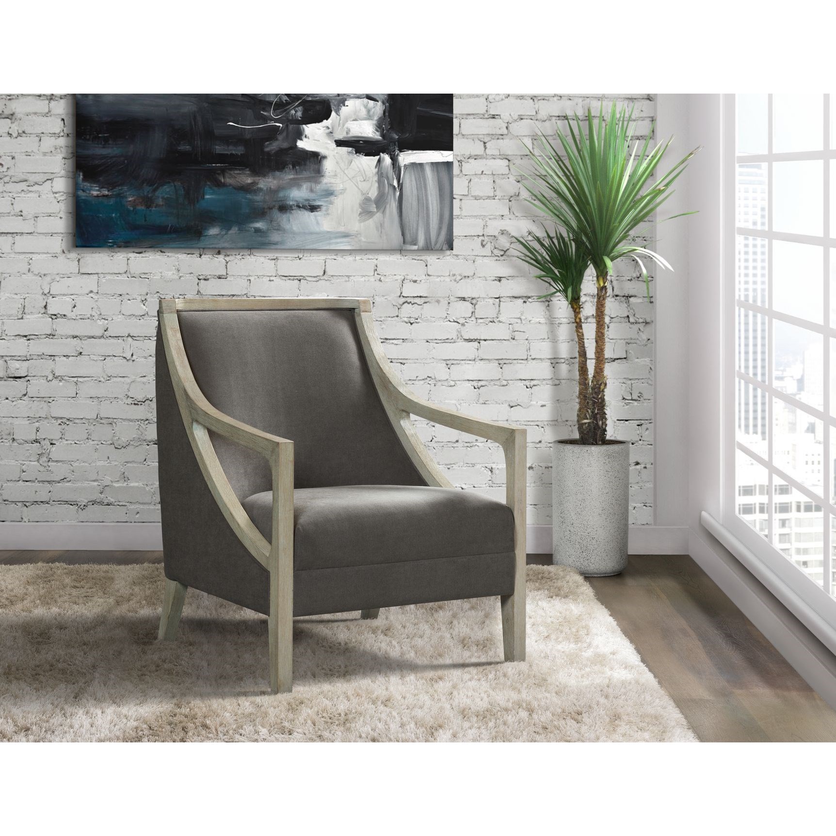 Accent Chair with White Wash Frame