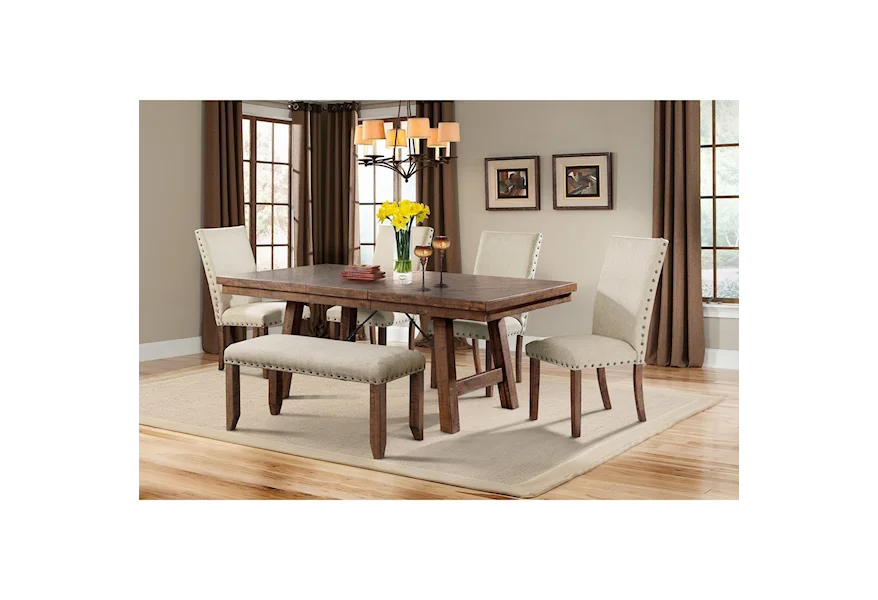 Jax Dining Table and Chair Set with Bench by Elements International at Sam Levitz Furniture