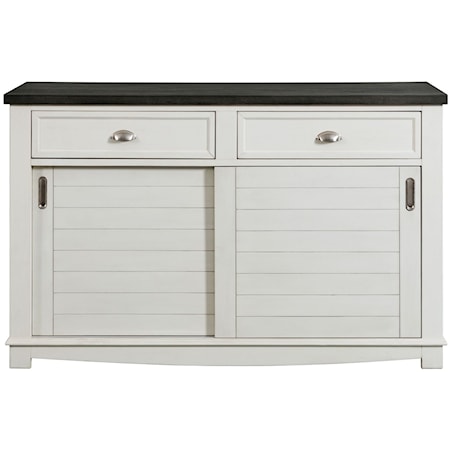 Two-Tone Server with Felt-Lined Drawers and Adjustable Shelves