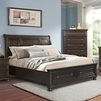 Sleigh Queen Bed with Footboard Storage