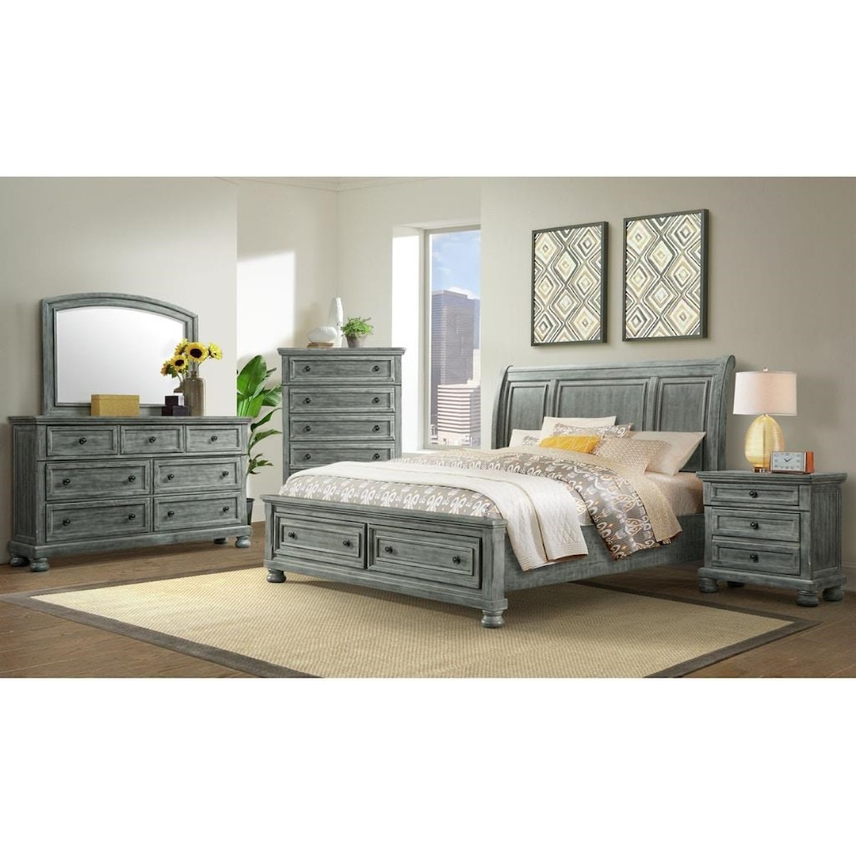 Elements Kingston Queen Sleigh Bed with Storage