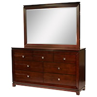 Casual 7-Drawer Dresser & Mirror Set with Felt-Lined Drawers