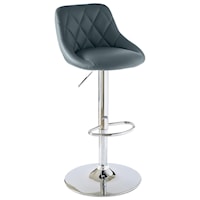 Contemporary Bar Stool with Adjustable Seat and Quilted Stitching 