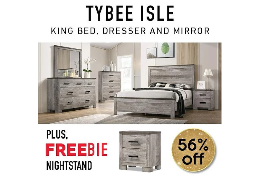 Tybee Tybee King Panel Bedroom Set with Freebie! by Elements International at Morris Home