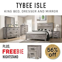 King Bedroom Set includes King Bed, Dresser, Mirror and Free Nightstand!