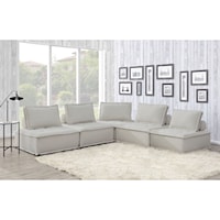 Modern Five Piece Modular Sectional Sofa with Loose Back Pillows