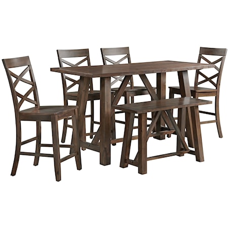 Rustic 6-Piece Pub Table Set