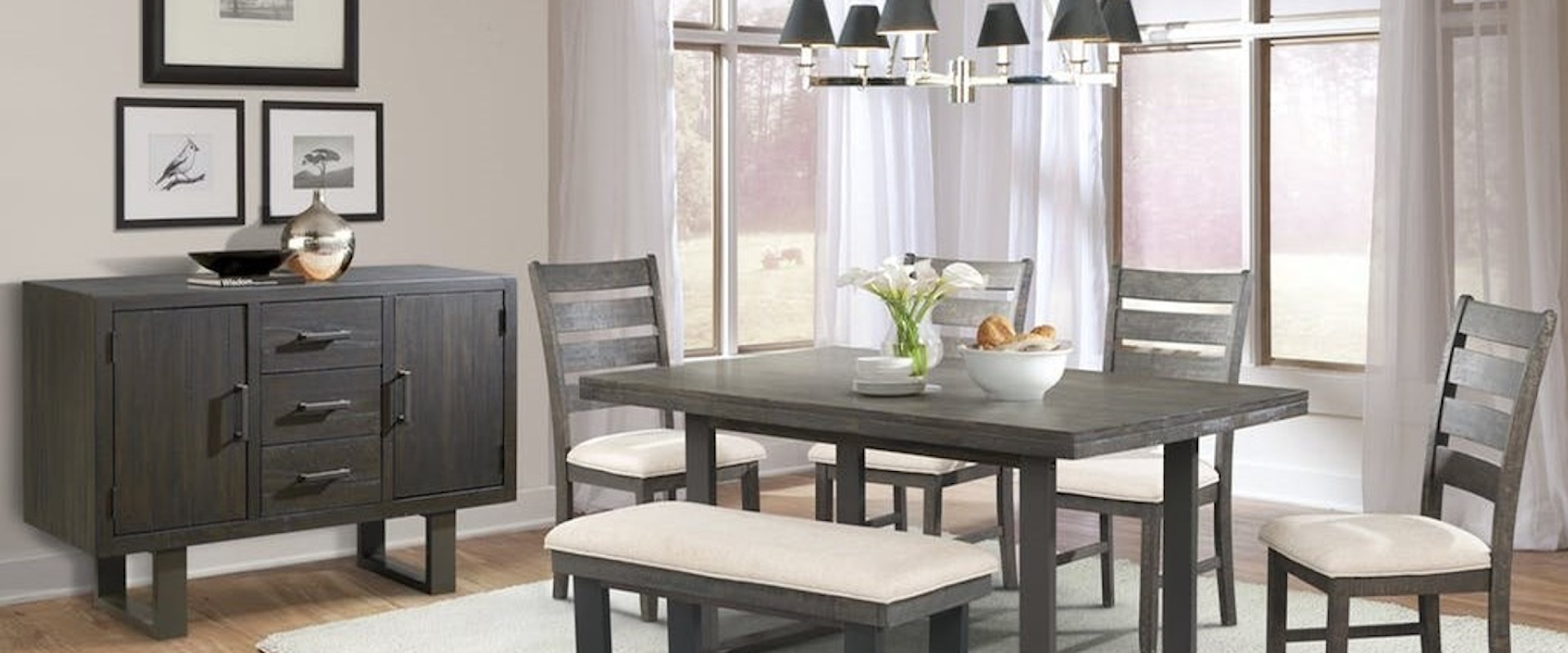 Rustic Dining Group with Bench
