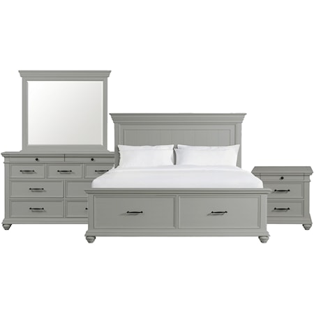 King Bed, Dresser, Mirror, Nightstand