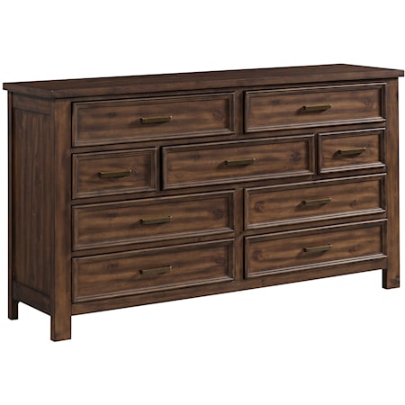 Transitional 9-Drawer Dresser with Felt-Lined Top Drawers