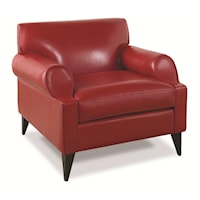 Contemporary Leather Chair with Round Track Arms