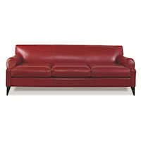 Contemporary Leather Sofa with Round Track Arms