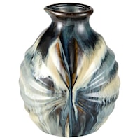 The Kelly Vase has a small rounded shape with a dynamic ridged texture
