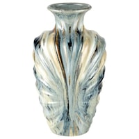 The Kelly Vase has a large rounded shape with a dynamic ridged texture