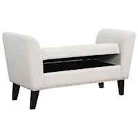Upholstered Storage Bench with Nailhead Trim 