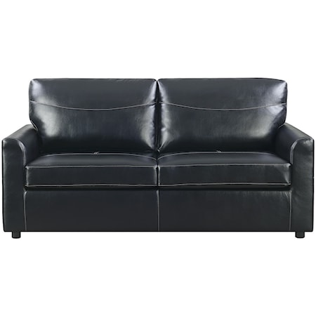 Faux Leather Full Sleeper Sofa w/ Gel Foam Mattress