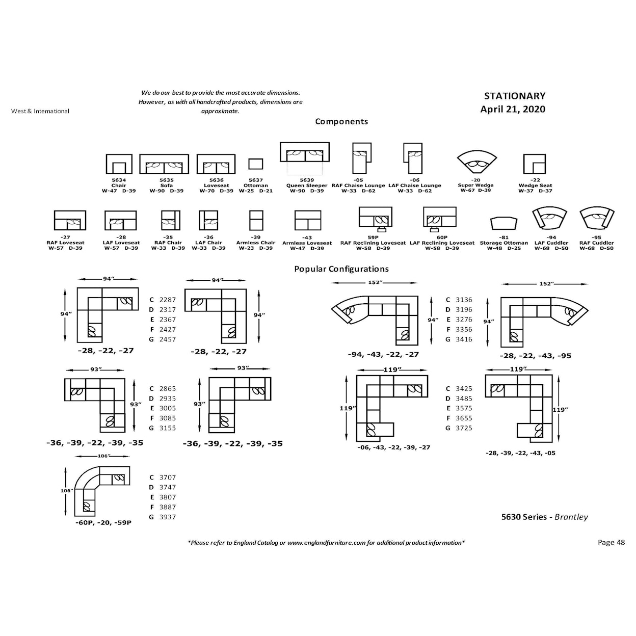 England Brantley Sectional Sofas