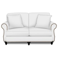 Traditional Rolled Arm Loveseat with Nailheads