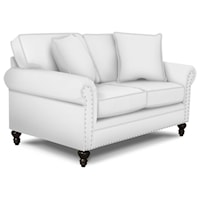 Traditional Rolled Arm Loveseat with Nailheads