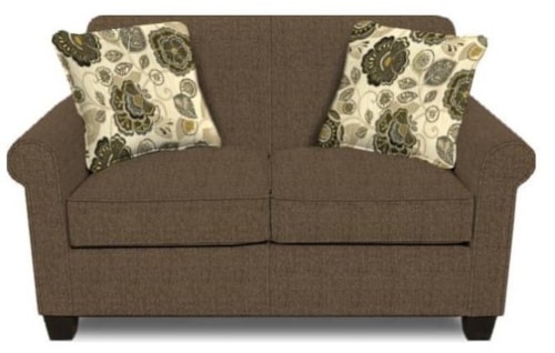 Rolled Arm Loveseat With Accent Pillows