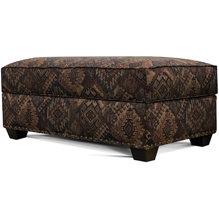 Storage Ottoman with Exposed Block Legs