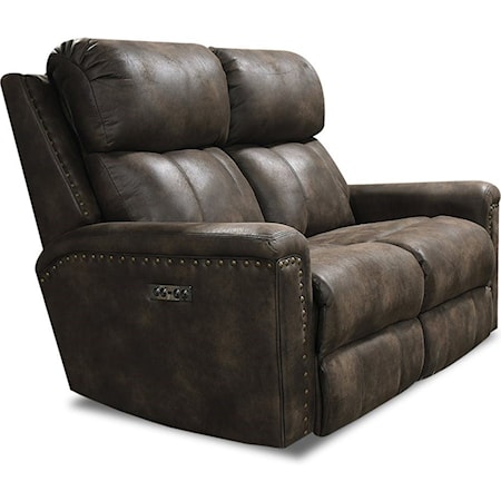 Power Double Reclining Loveseat with Power Tilt Headrests and Nails