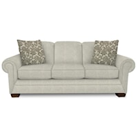 Transitional 3 Seat Sofa with Padded Roll Arms
