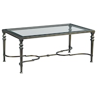Metal Rectangular Cocktail Table with Glass Top
