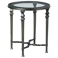 Metal Round End Table with Glass Top
