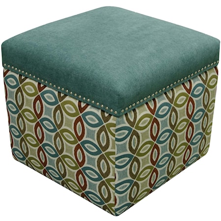 Storage Ottoman with Nailhead Trim