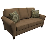 Transitional Flared Arm Sofa with Wooden Legs